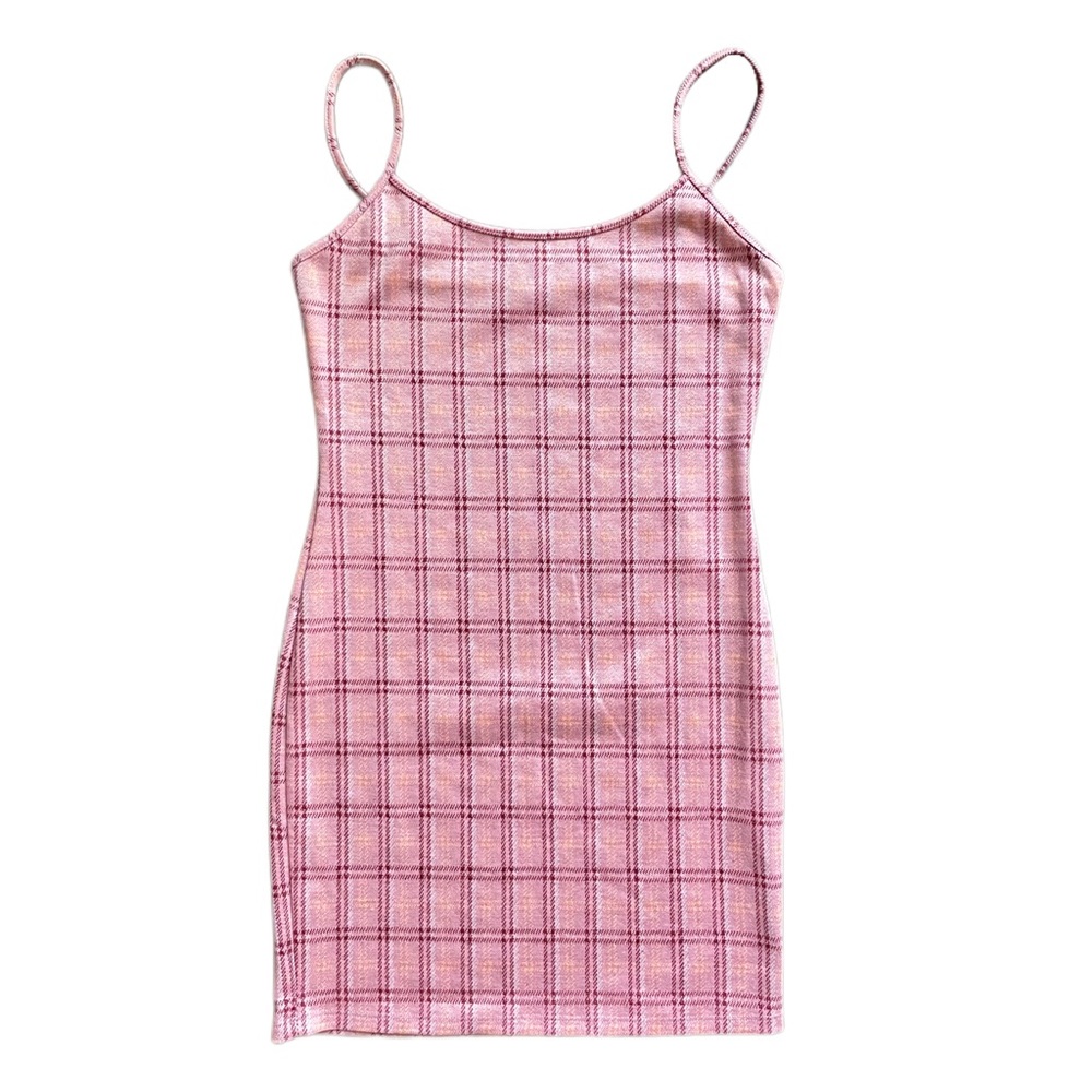 Y2K Style Pink Gingham Spaghetti Strap Dress | Size Medium
